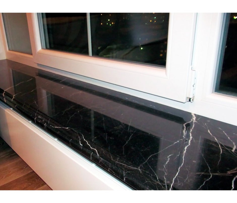 Подоконник мрамор Неро марквина
