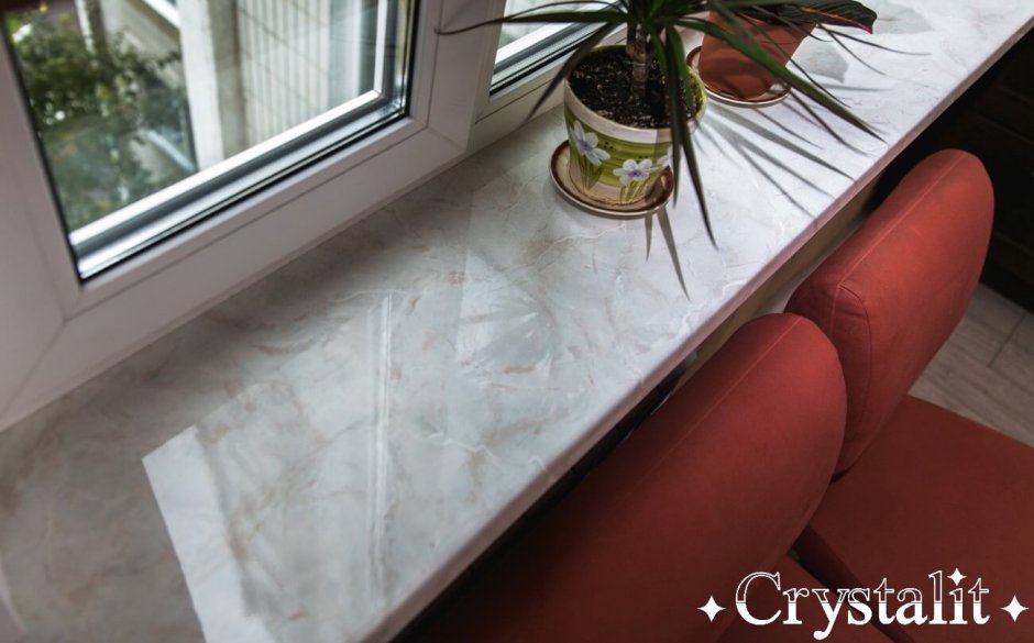 Подоконник Кристаллит мрамор глянец