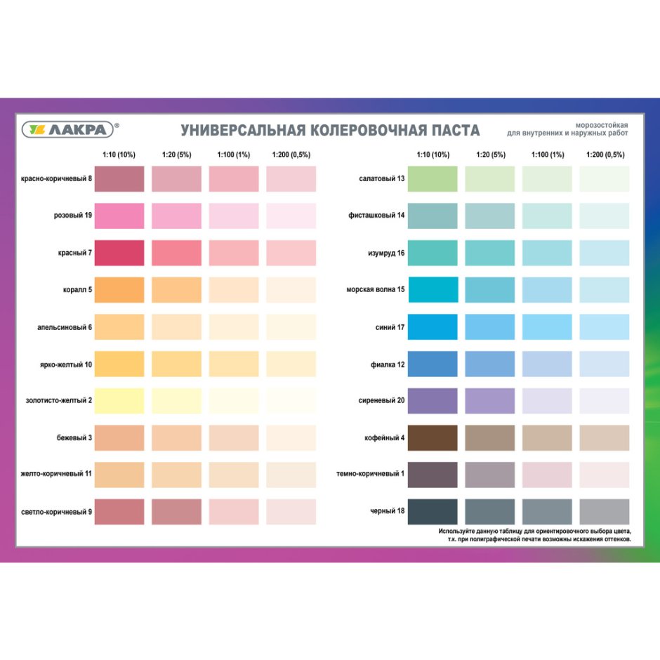 Колер для водоэмульсионной краски Лакра