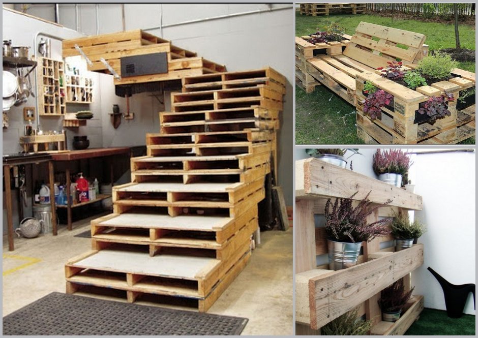 Винтовая лестница из поддонов