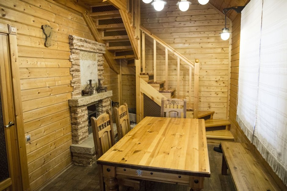 Двухэтажная баня с купелью