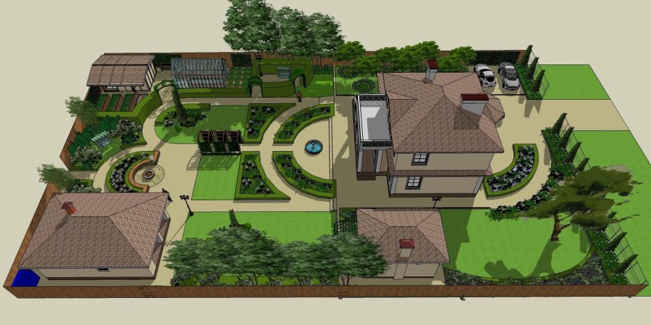 Ландшафт прямоугольного участка