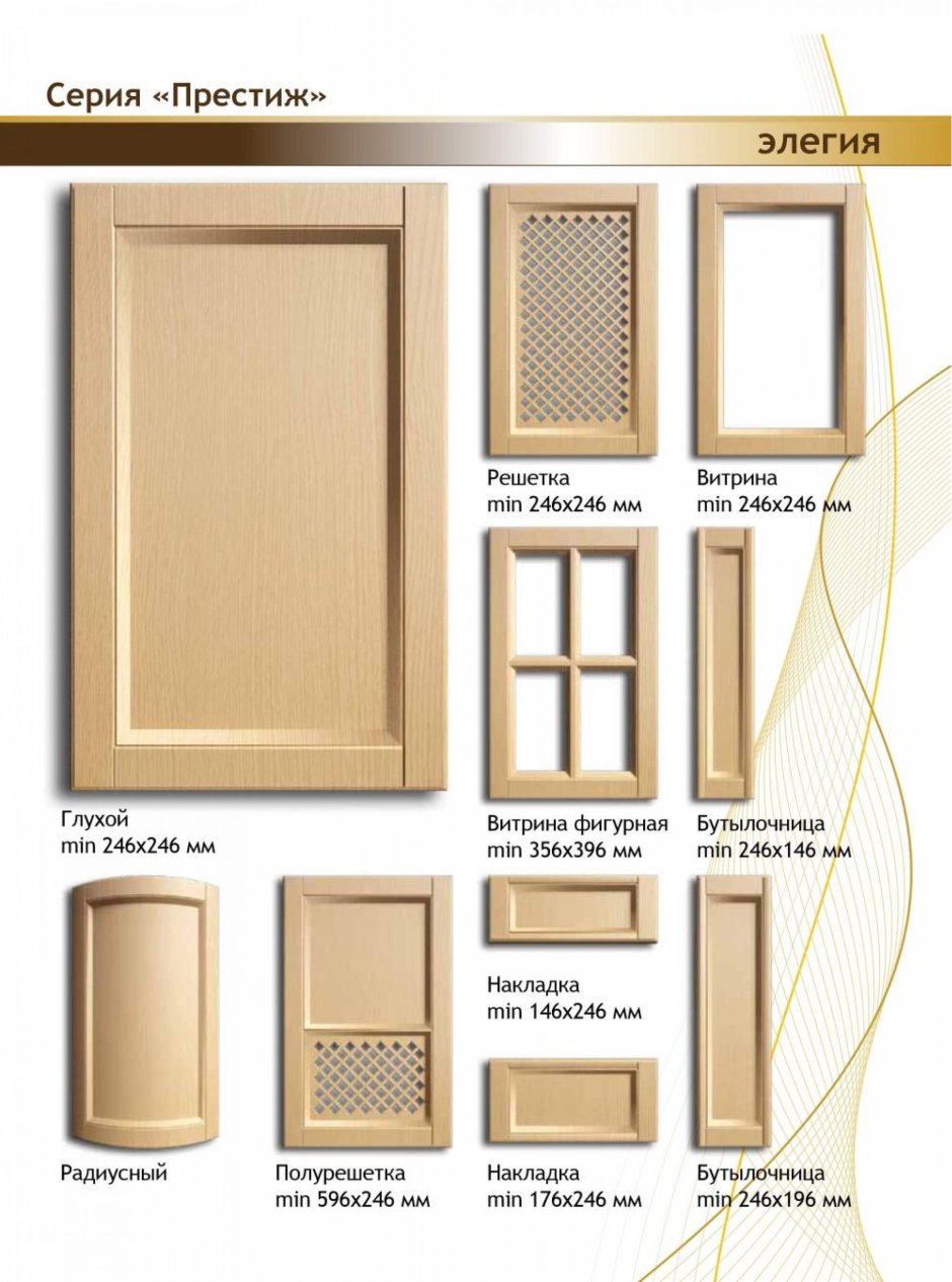 Формы кухонных фасадов