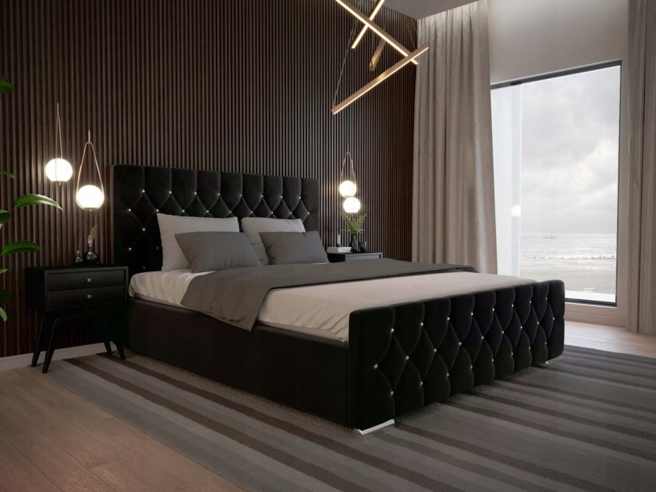 Кровать с мягким изголовьем