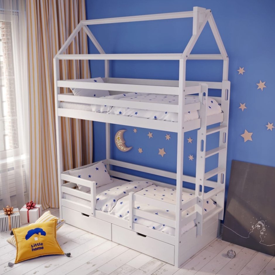 Детская 2-ярусная кровать домик Мадрид