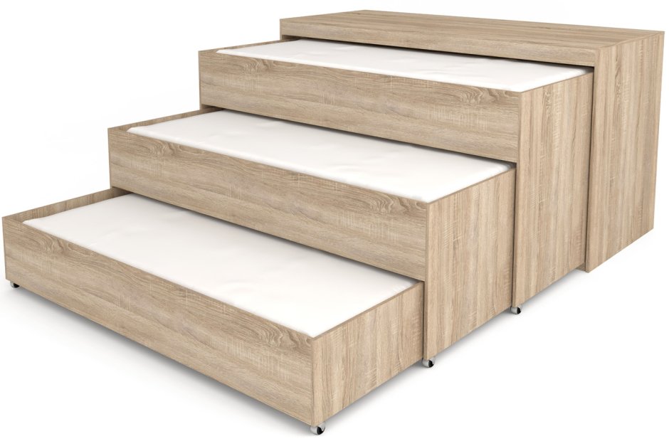 Кровать детская 3-ярусная выкатная настил фанера (бук Бавария (u9501))