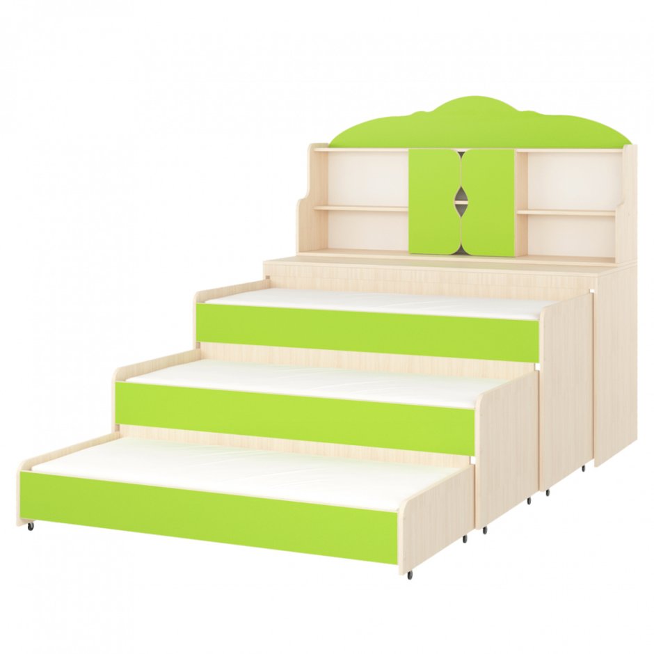 Кровать трехъярусная выкатная для детского сада