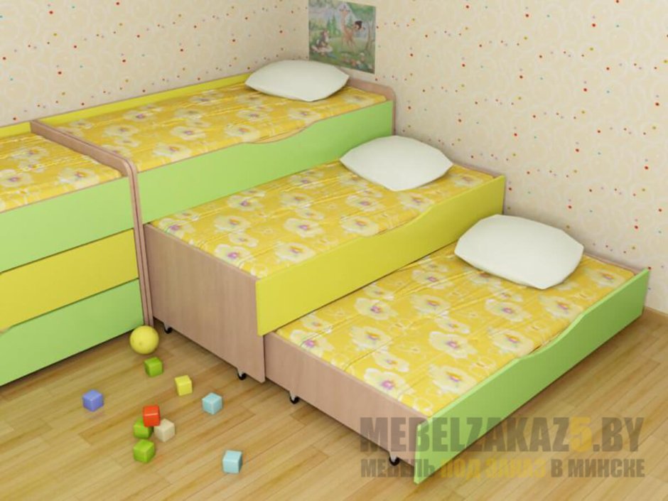 Выдвижная кровать для троих детей