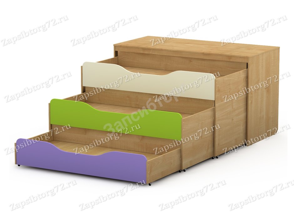 Кровать трехъярусная 1520*676(1902)*790мм бук ЛДСП арт.кд-3.16