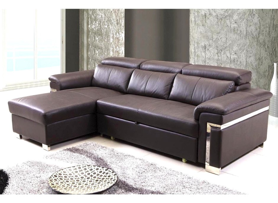 Угловой кожаный диван-кровать