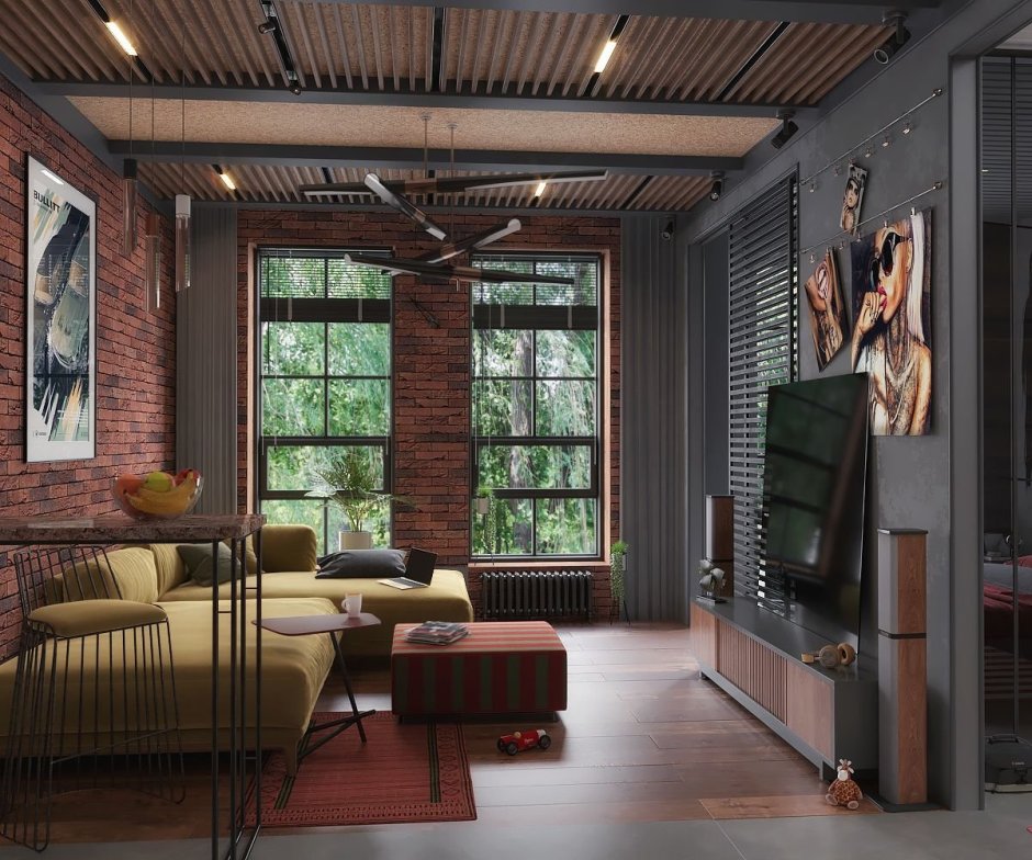 Стиль гламурный лофт в частном доме