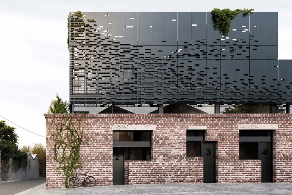 Современный кирпичный фасад