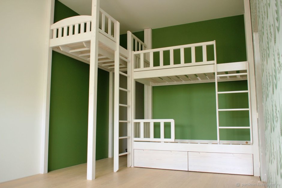Кровать двухъярусная с лестницей (секция 2, 3) ева-1