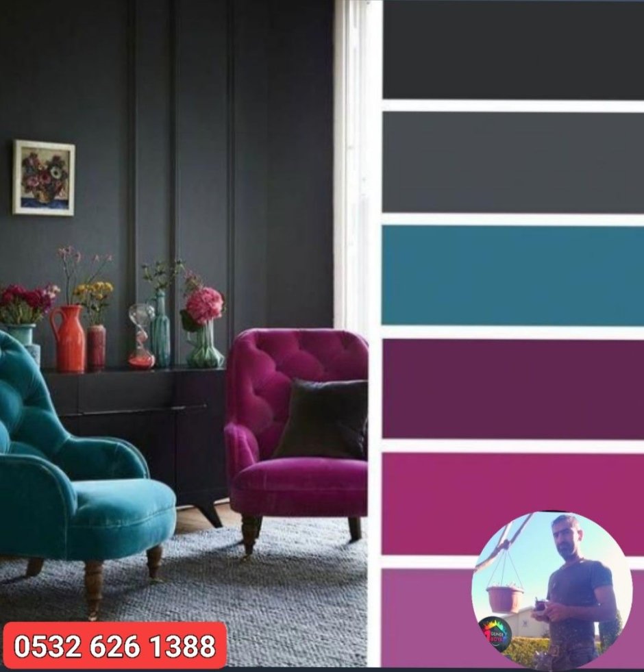 Палитра сочетания цветов в интерьере бирюзовый