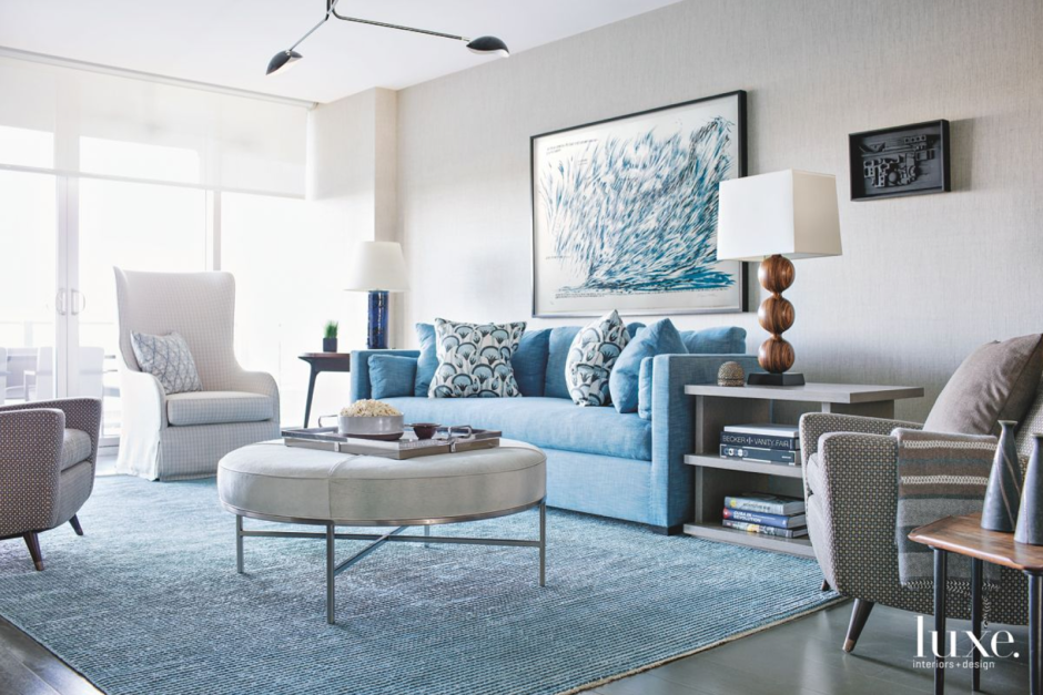Гостиная в серо синих тонах