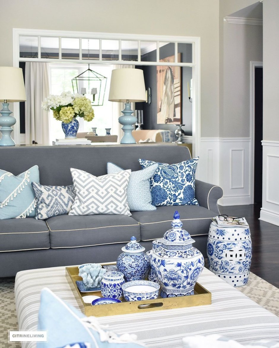 Гостиная синяя икеа