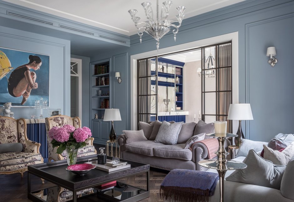 Классический интерьер в синих тонах