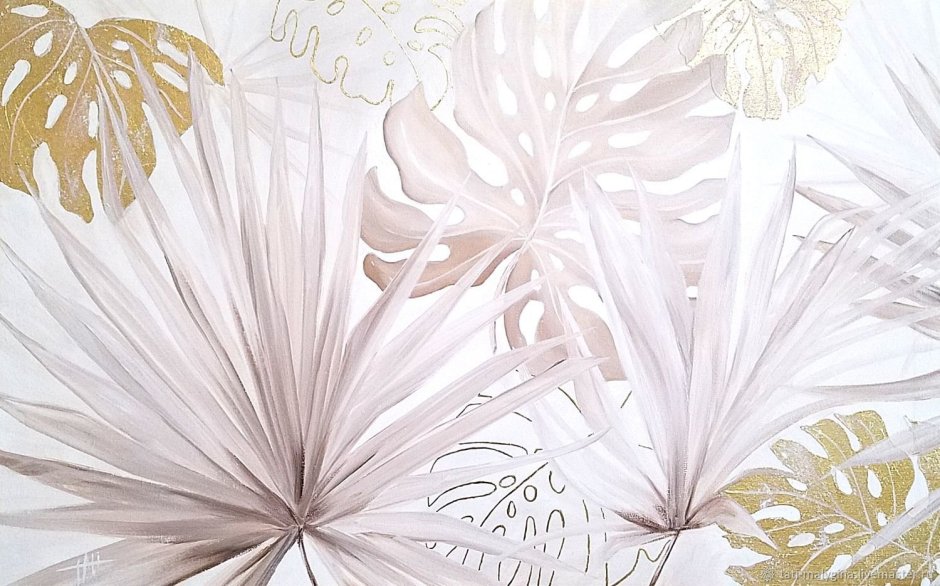 Интерьерная живопись листочки