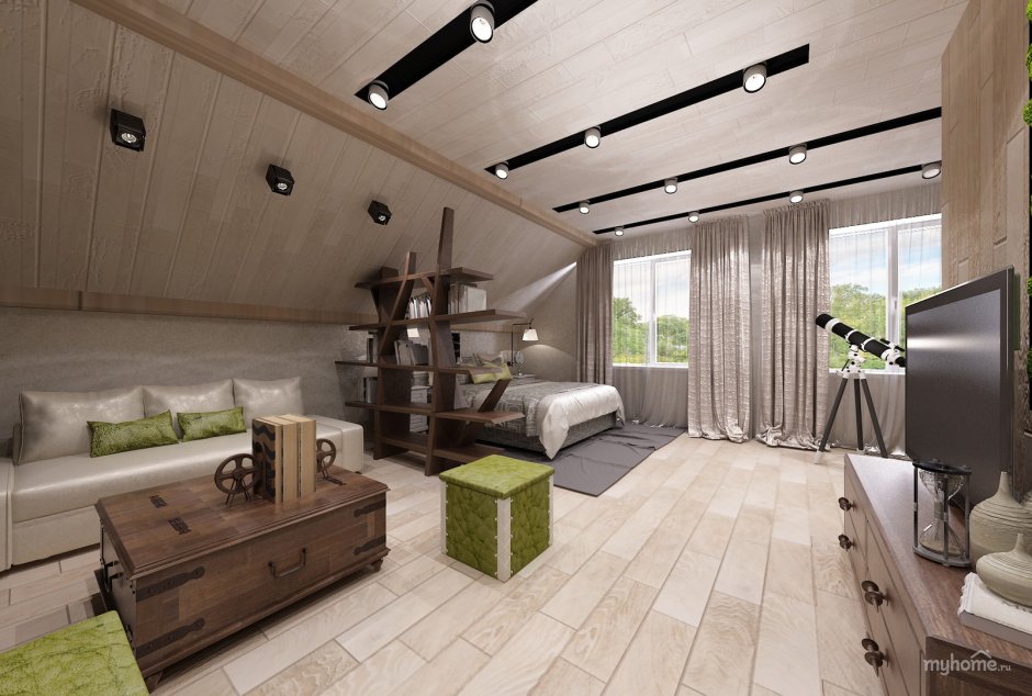 Комната в мансарде для мужчины