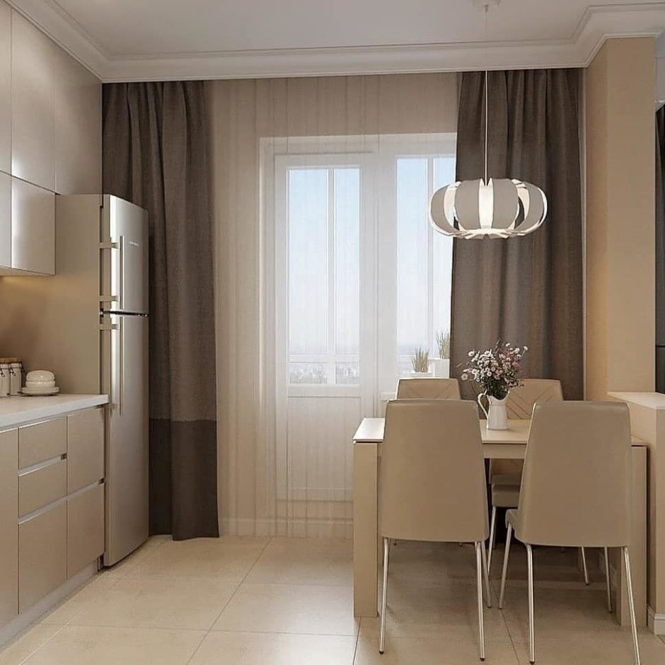 Бежевые стены наткухне