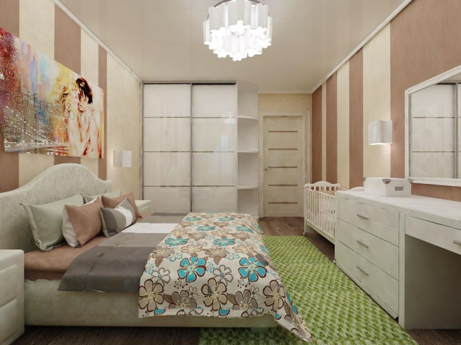 Дизайн спальни с детской кроватью