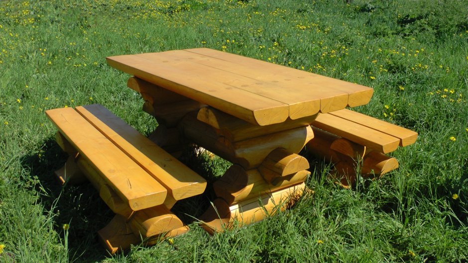 Столы и лавки из бруса