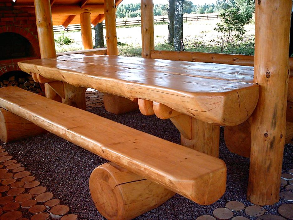 Дачная мебель из бревна