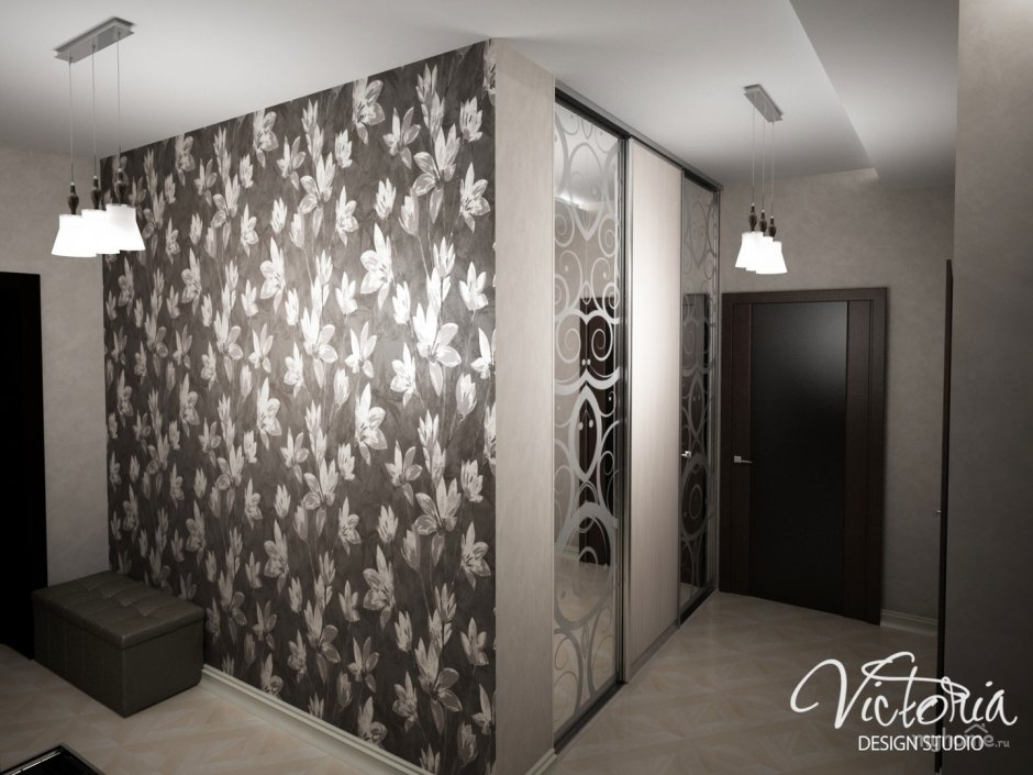 Обои в коридор серые с рисунком