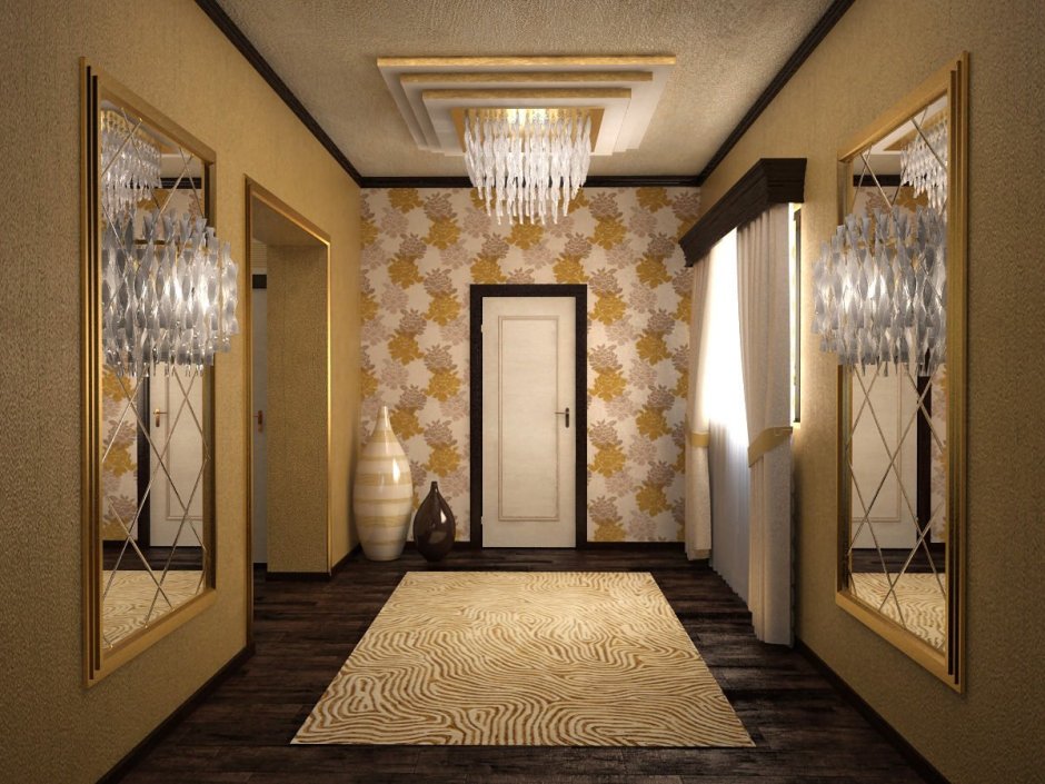 Темные обои в прихожей