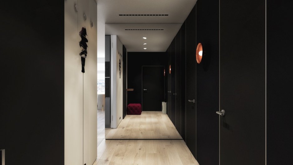 Прихожая с комбинированными обоями