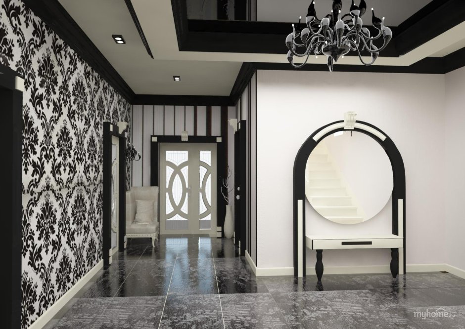 Прихожая в стиле арт деко черная
