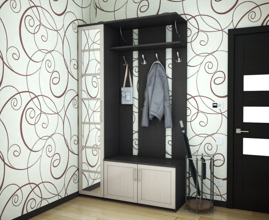 Обои с молдингом в прихожей