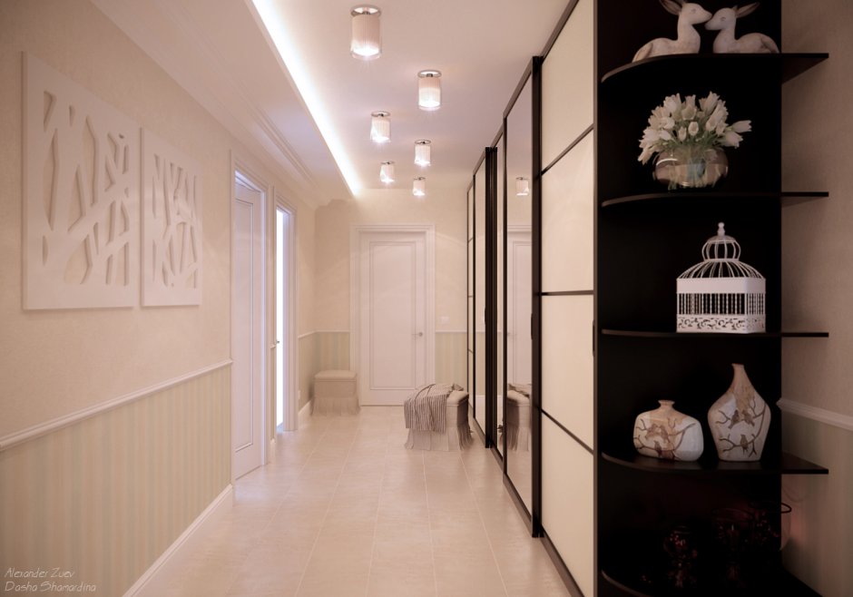 Прихожая черная с золотом