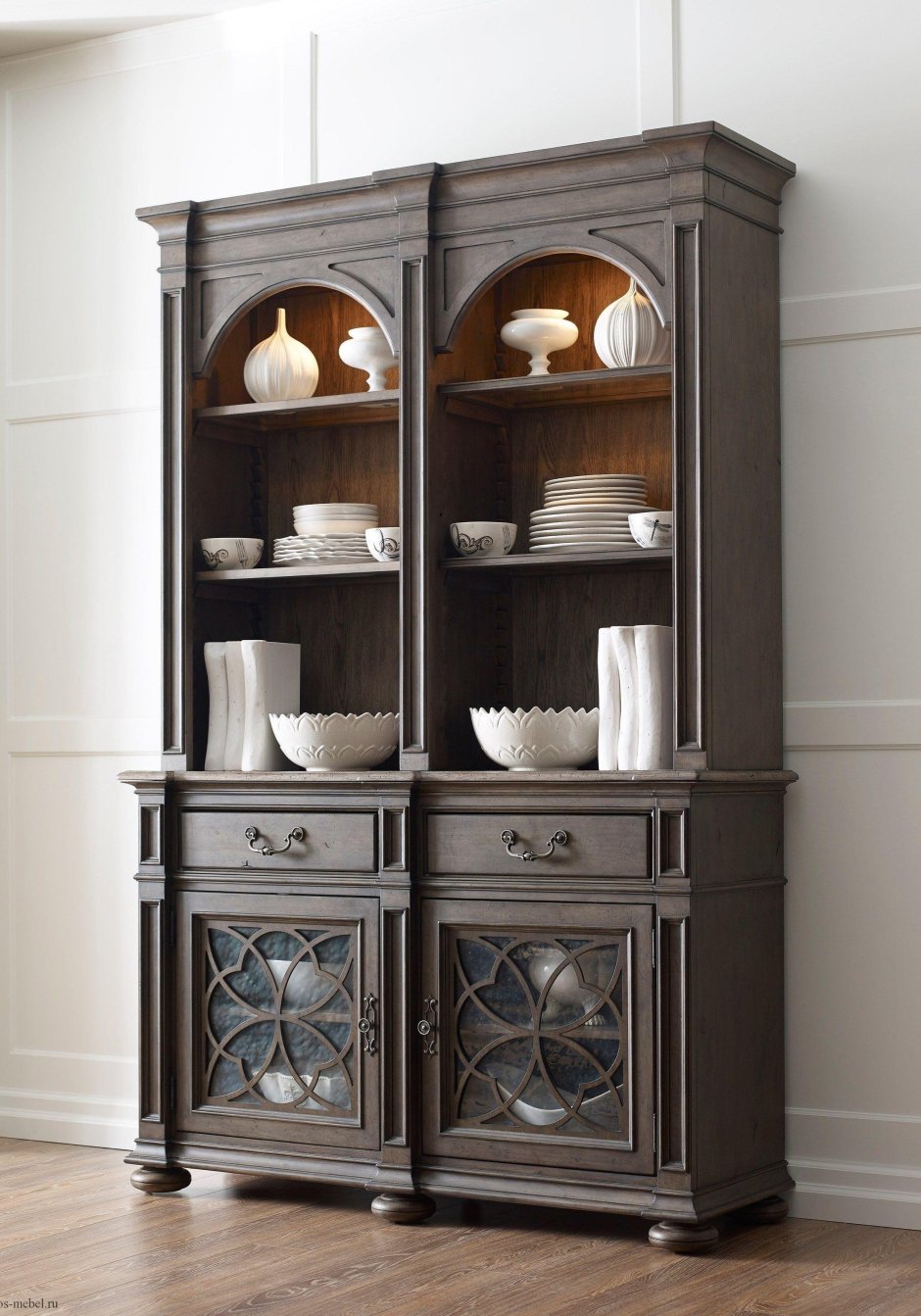 Витрина угловая Гретта слоновая кость