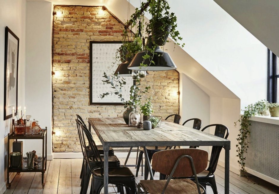 Столовая в стиле Прованс с элементами лофт