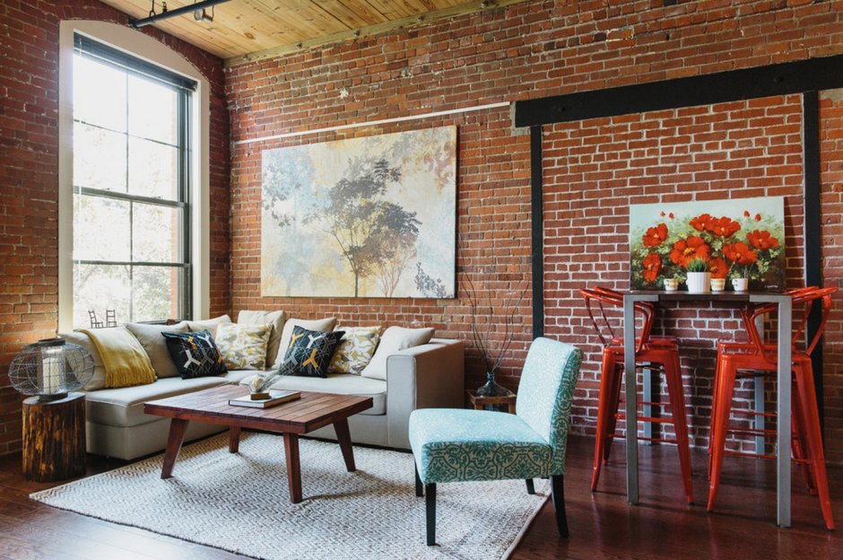 Кирпичная стена в стиле лофт