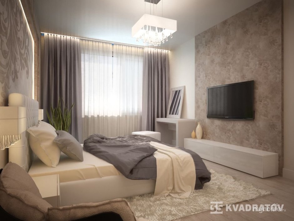 Современная спальня в теплых тонах