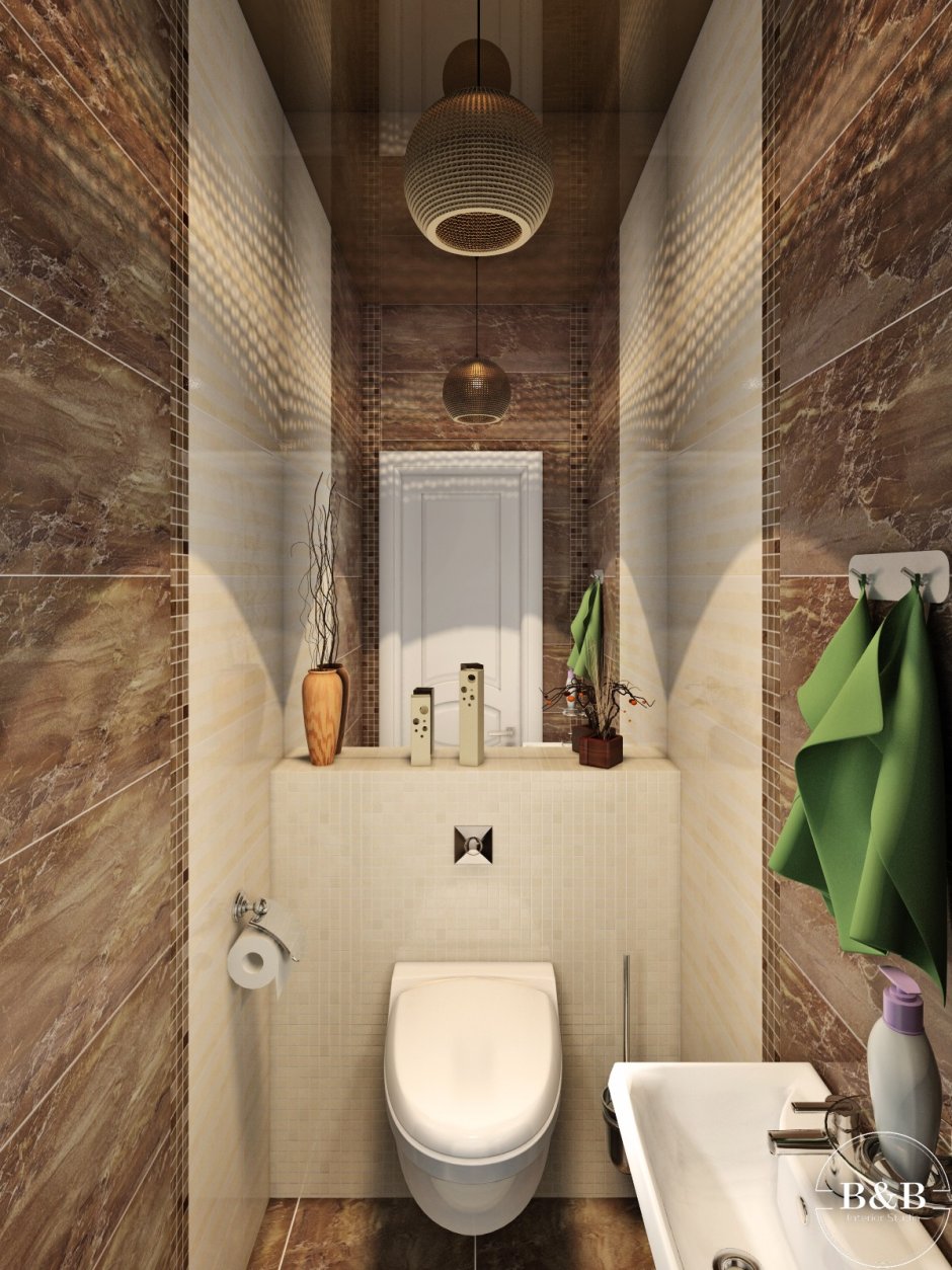 Интерьер туалетной комнаты в частном доме