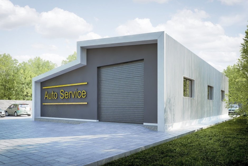 Автосервис из сэндвич панелей