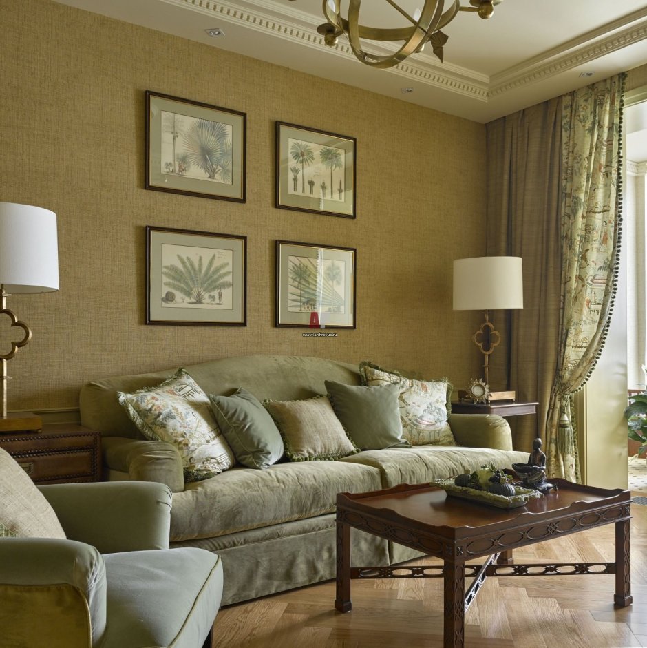 Обои под покраску в интерьере гостиной