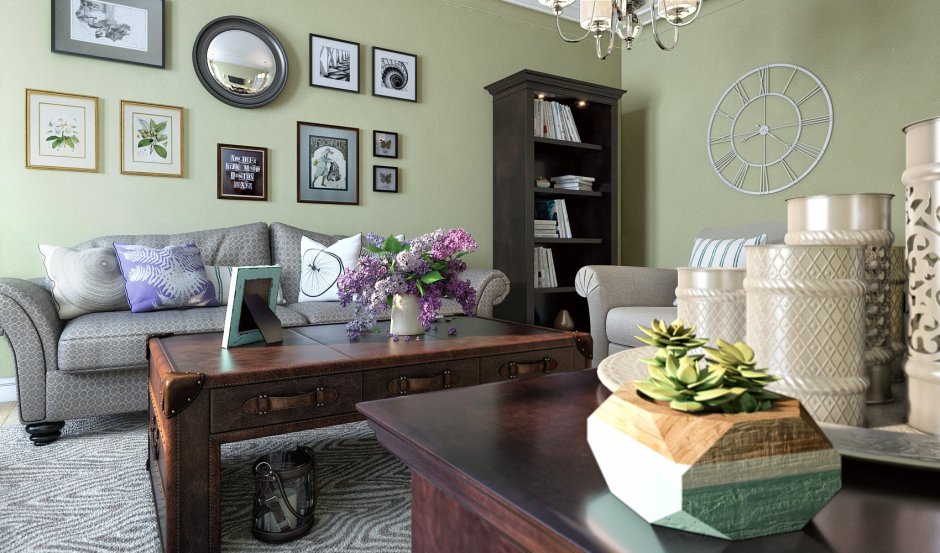 Оливково золотой цвет в интерьере