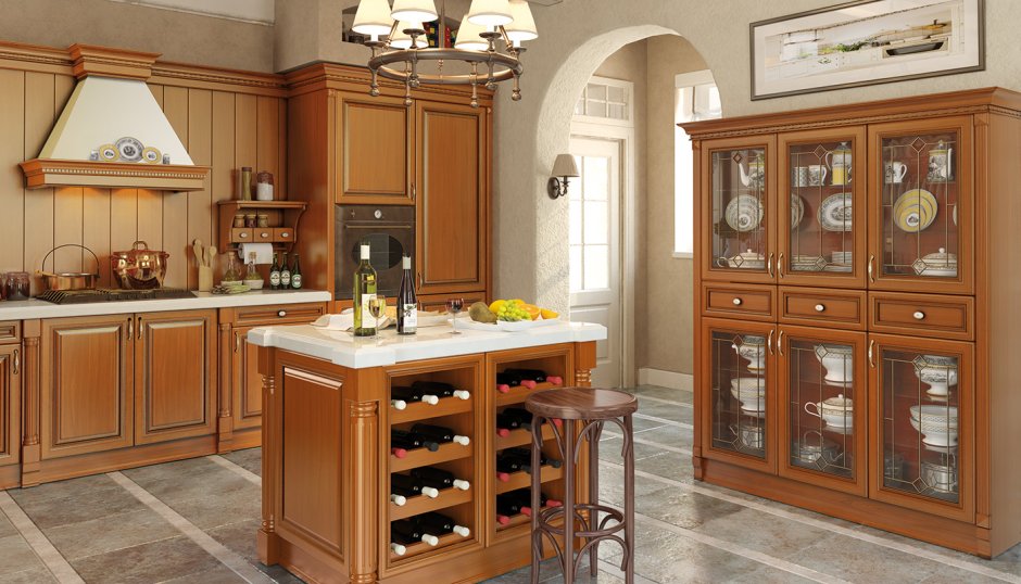 Шкафы вокруг окна на кухне