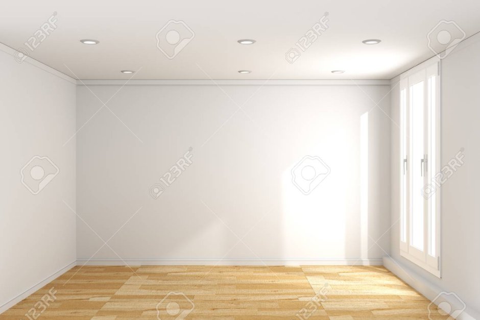 Чисто белая комната без мебели