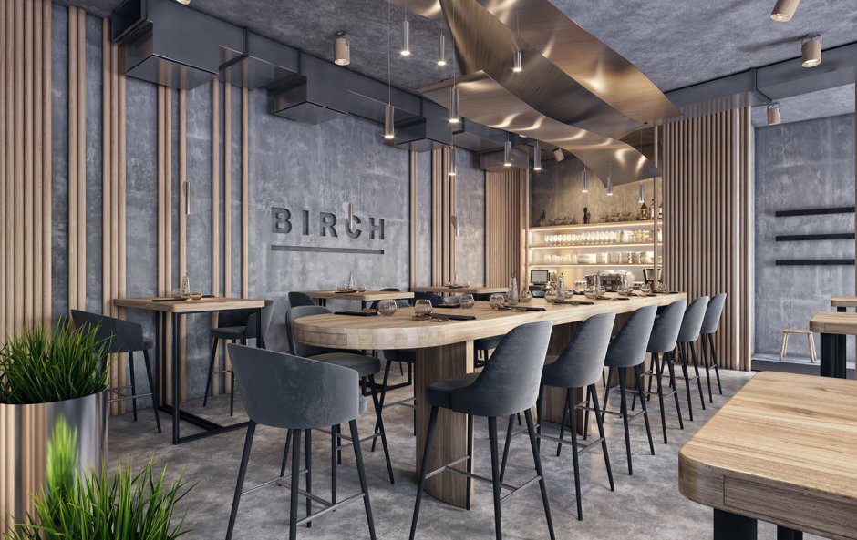 Кофейня в стиле лофт рендер