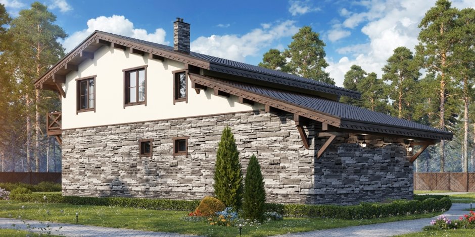 Отделка фасада искусственным камнем