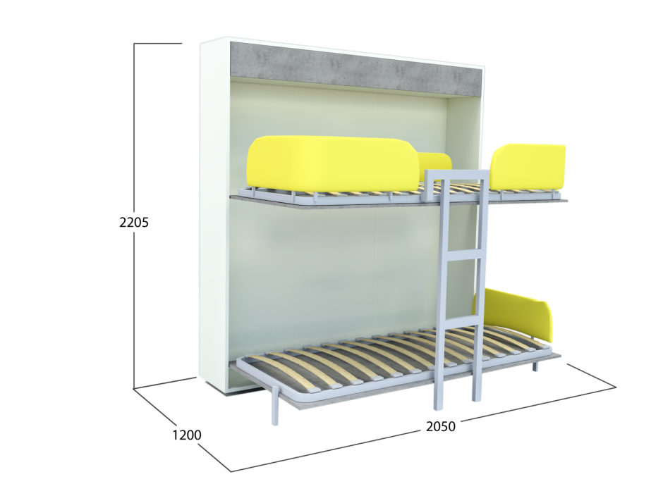 Двухэтажная откидная кровать трансформер "хостел, Тип 2"