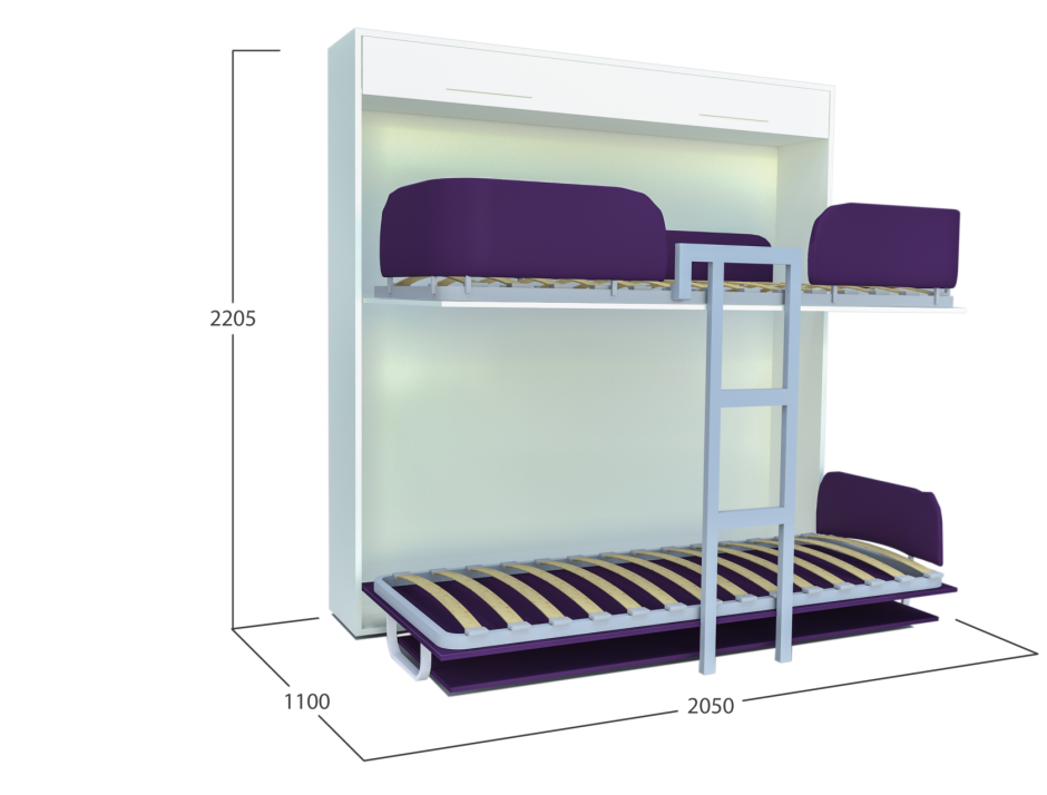 Двухэтажная откидная кровать трансформер "хостел, Тип 2"
