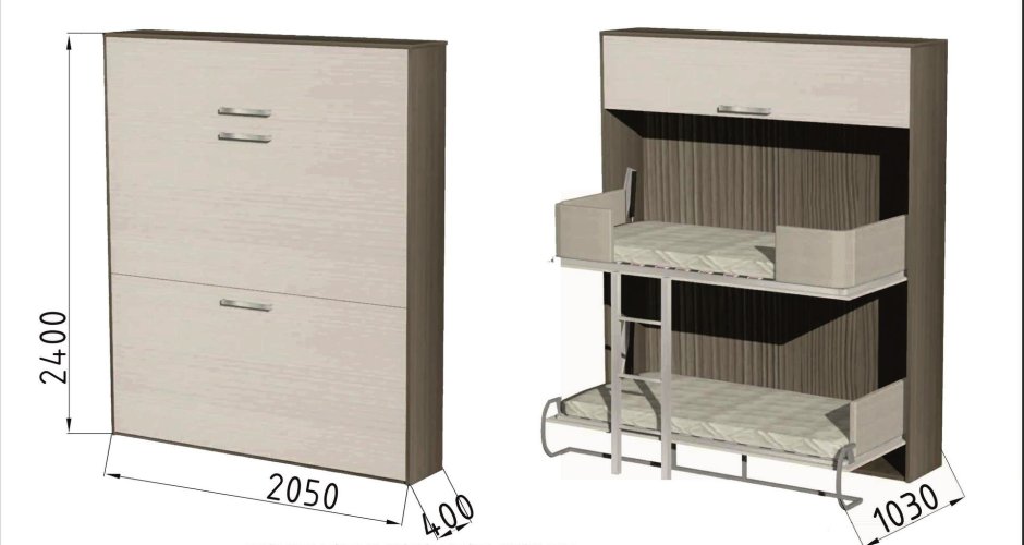 Шкаф кровать трансформер 2х ярусная