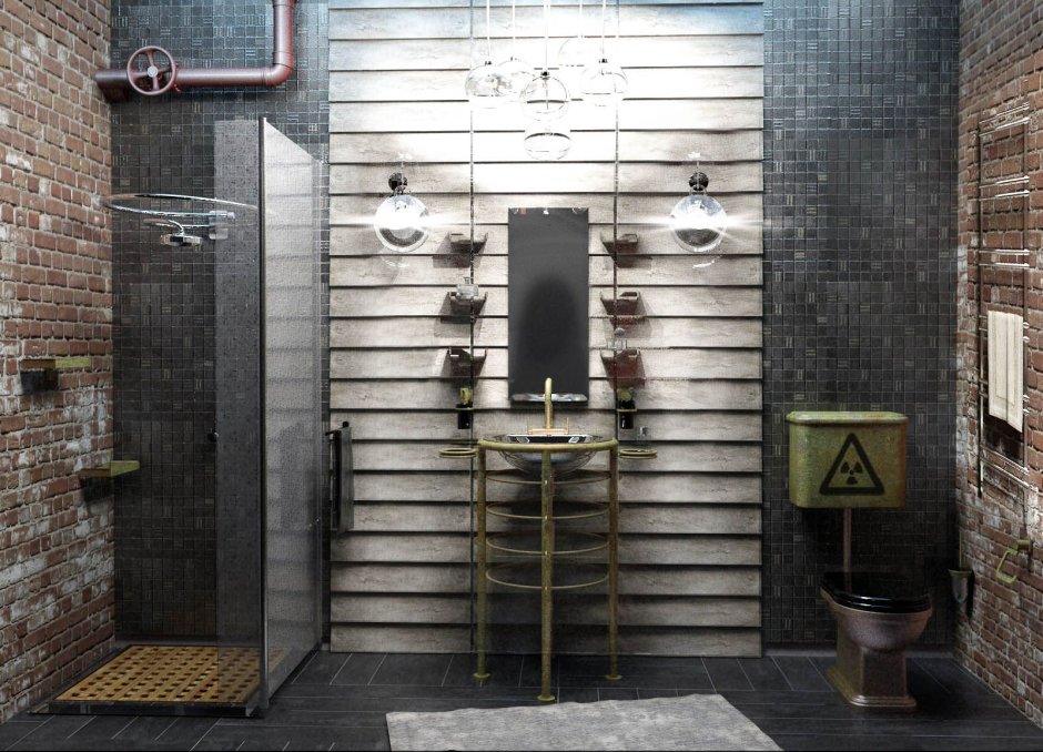 Душевая в стиле лофт