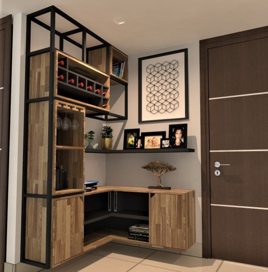 Угловая прихожая в стиле лофт